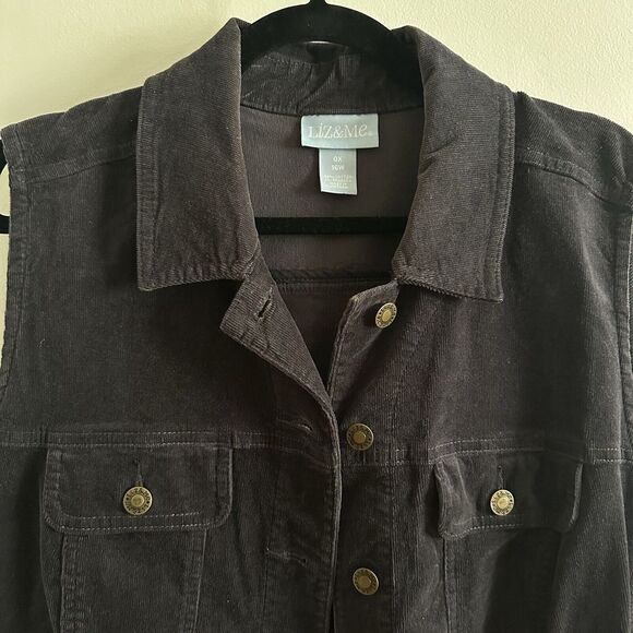Liz & Me By Catherines Dark Gray Corduroy Vest‎ Size 0X 16W EUC Womens - Picture 2 of 5